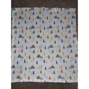 Falls Creek Baby Blanket White Mountain‎ Tree Fleece Infant Blue Orange Boys HTF